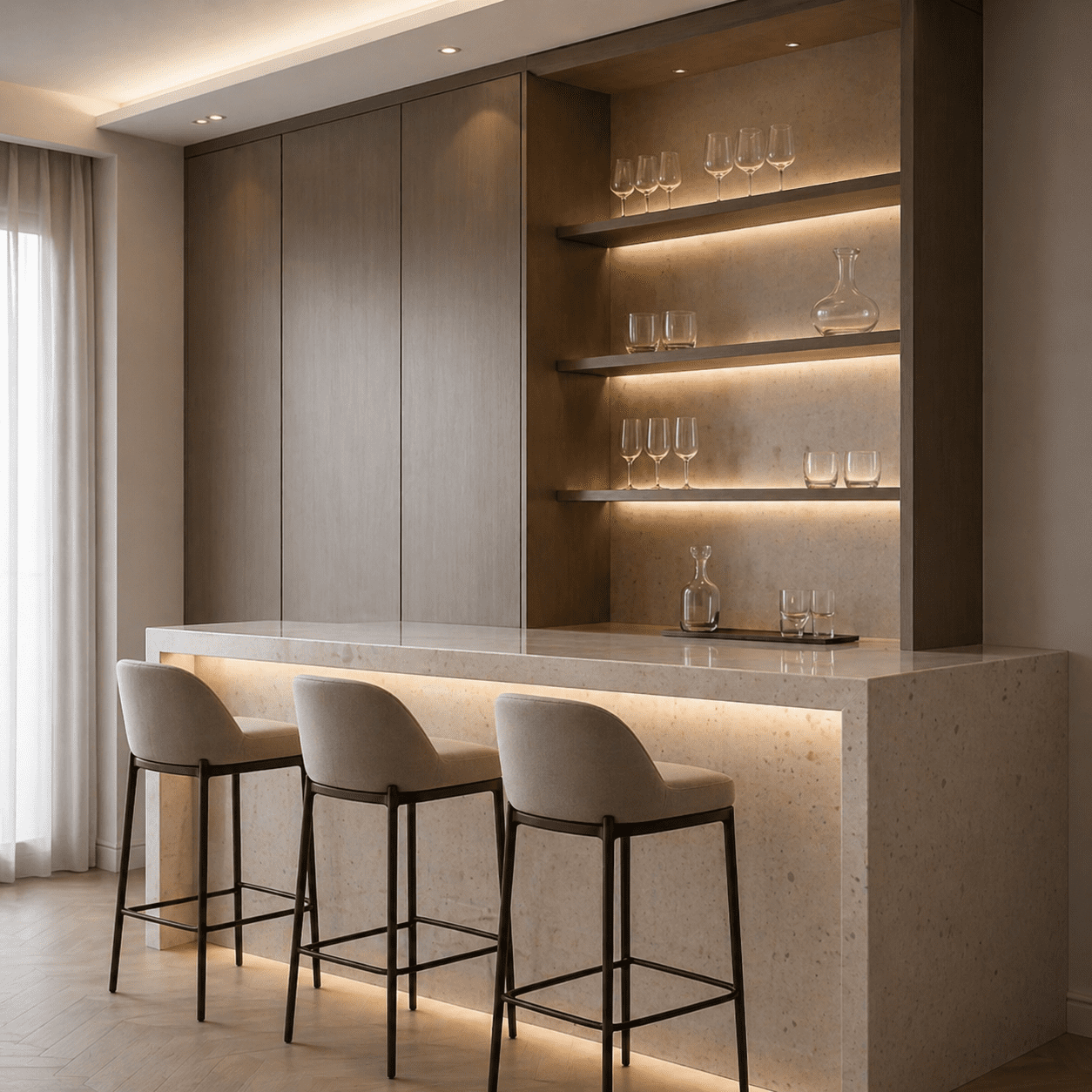 Барная стойка из искусственного акрилового камня для кухни или lounge-зоны