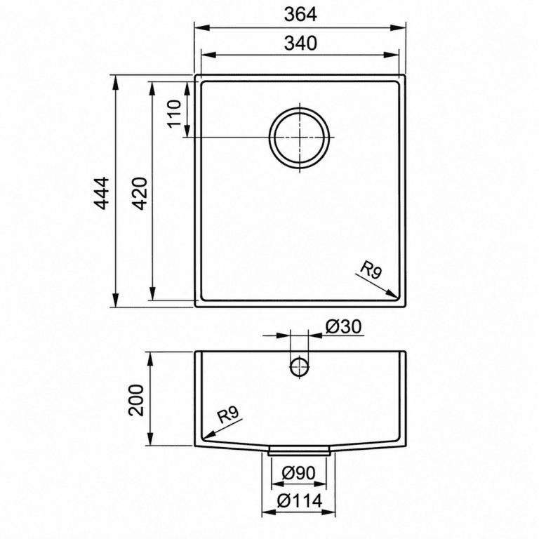 Прямоугольная мойка из искусственного камня NS 420-02, 340 × 420 мм